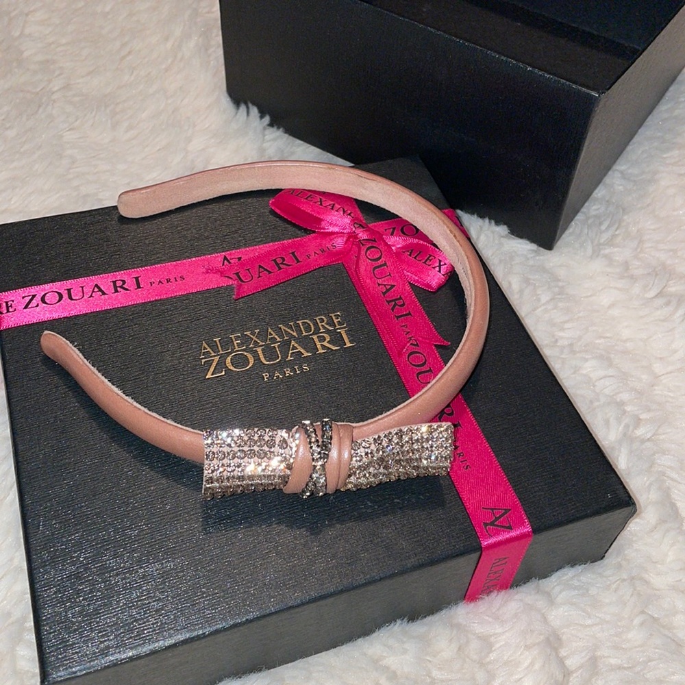 Alexandre Zouari Paris leather headband w crystal